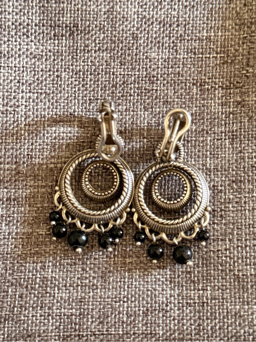 Judith Ripka Silver-Tone Hoop Earrings with Black Beads